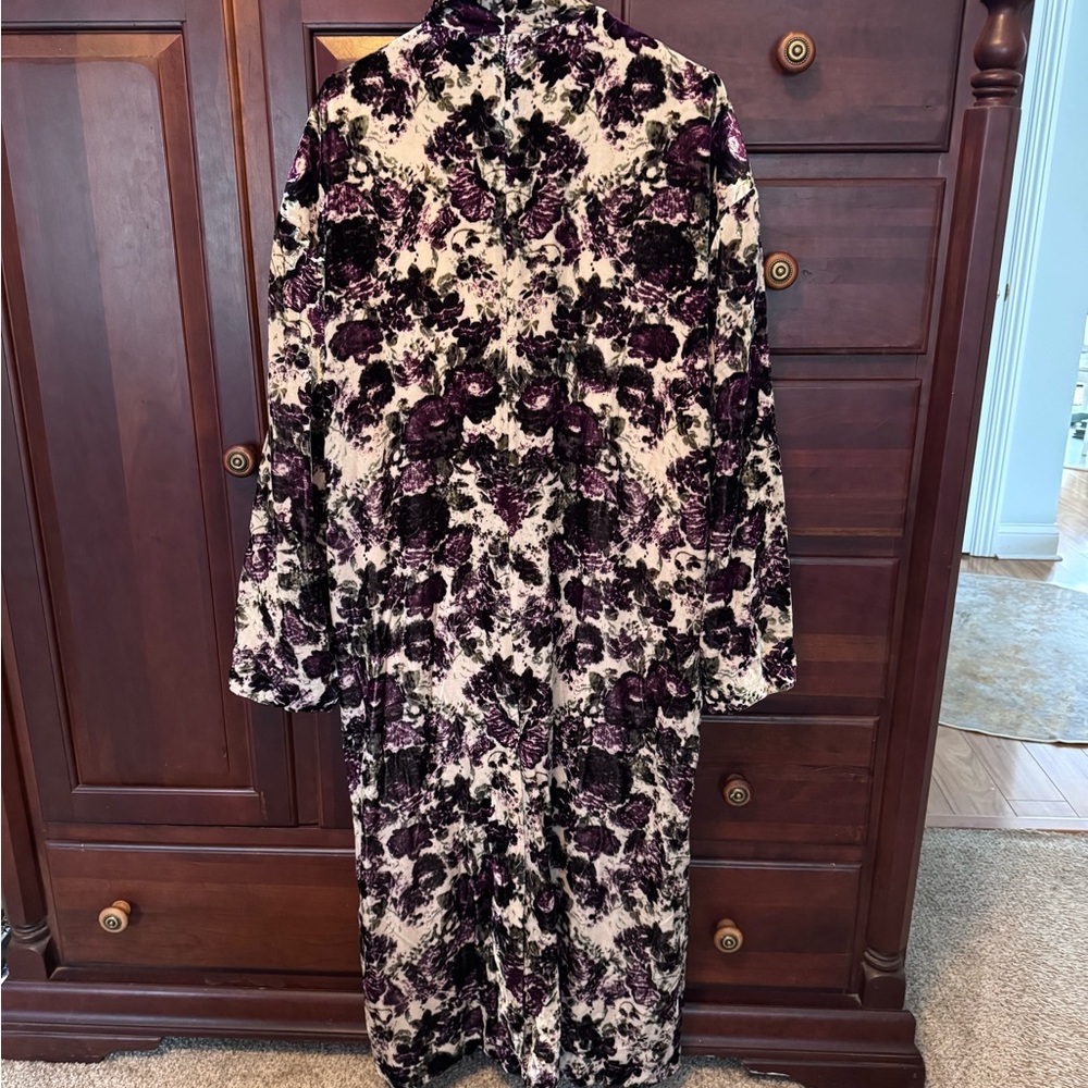 Free People Velvet Purple Floral Coat - Picture 3 of 7